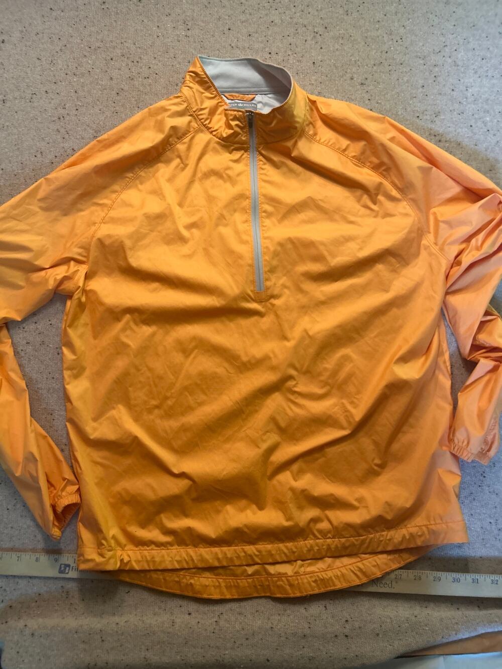 Peter Millar Windbreaker Jacket Mens M Orange Element 1/4 Zip Golf Pullover